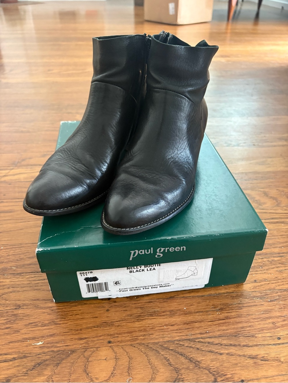 Paul Green Nelly Black Leather Ankle Boots